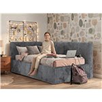 Łóżko młodzieżowe TILVO 90x200 - materac multipocket - jasnobrązowy, sztruks - strona lewa