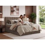 Łóżko kontynentalne ALVER 140x200 - H4 - beżowy, welwet - Topper T25