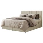 Łóżko kontynentalne ALVER 140x200 - H4 - beżowy, welwet - Topper T25