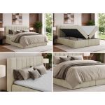 Łóżko kontynentalne ALVER 180x200 - H4 - beżowy, welwet - Topper T25