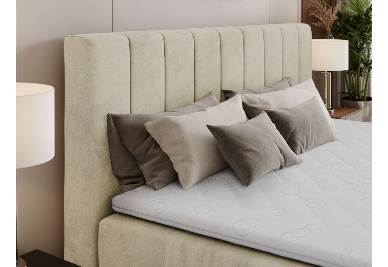 Łóżko kontynentalne ALVER 200x200 - H4 - beżowy, welwet - Topper T25