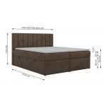 Łóżko kontynentalne ALVER 140x200 - H3 - brązowy, welwet - Topper T25