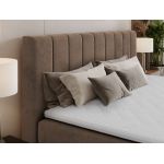 Łóżko kontynentalne ALVER 140x200 - H3 - brązowy, welwet - Topper T25