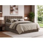 Łóżko kontynentalne ALVER 180x200 - H4 - brązowy, welwet - Topper T25