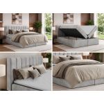 Łóżko kontynentalne ALVER 140x200 - H3 - jasnoszary, welwet - Topper T25