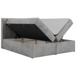 Łóżko kontynentalne ALVER 140x200 - H3 - jasnoszary, welwet - Topper T25