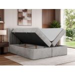 Łóżko kontynentalne ALVER 180x200 - H3 - jasnoszary, welwet - Topper T25