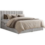 Łóżko kontynentalne ALVER 200x200 - H3 - jasnoszary, welwet - Topper T25