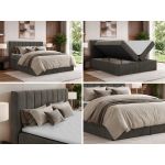 Łóżko kontynentalne ALVER 180x200 - H3 - ciemnoszary, welwet - Topper T25