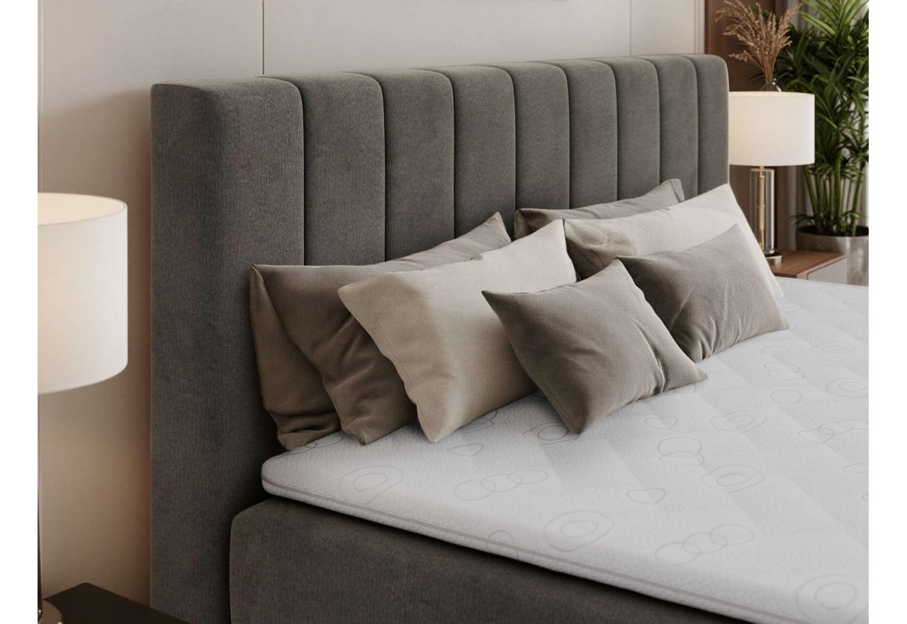 Łóżko kontynentalne ALVER 200x200 - H3 - ciemnoszary, welwet - Topper T25
