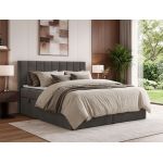 Łóżko kontynentalne ALVER 180x200 - H4 - ciemnoszary, welwet - Topper T25