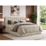 Łóżko kontynentalne ALVER 160x200 - H3 - beżowy, welwet - Topper Visco