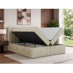 Łóżko kontynentalne ALVER 140x200 - H4 - beżowy, welwet - Topper Visco