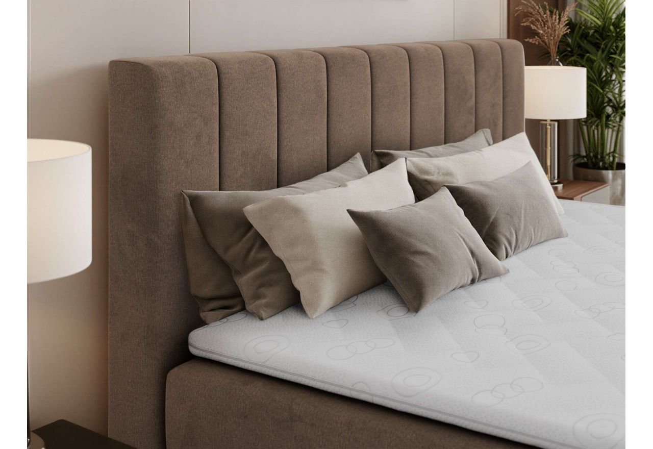 Łóżko kontynentalne ALVER 160x200 - H4 - brązowy, welwet - Topper Visco