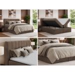 Łóżko kontynentalne ALVER 160x200 - H4 - brązowy, welwet - Topper Visco