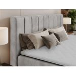 Łóżko kontynentalne ALVER 160x200 - H4 - jasnoszary, welwet - Topper Visco