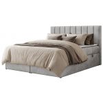 Łóżko kontynentalne ALVER 180x200 - H4 - jasnoszary, welwet - Topper Visco