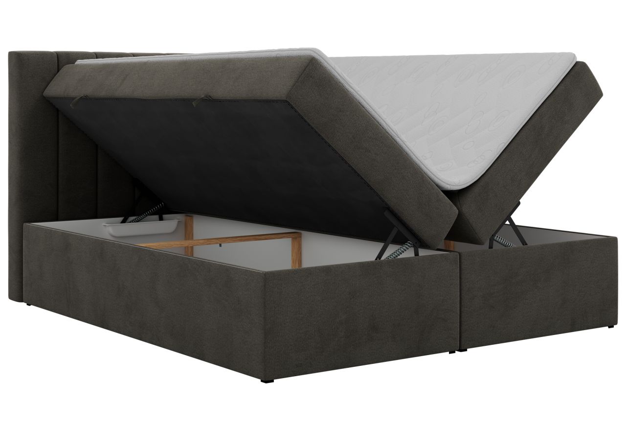 Łóżko kontynentalne ALVER 160x200 - H3 - ciemnoszary, welwet - Topper Visco