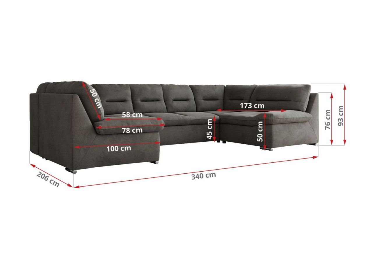 Narożnik COMODO U - Monolith 92 - ciemny szary - OUTLETU