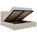Łóżko tapicerowane TENARDO CLASSIC 140x200 - materac pocket - beżowy, welwet