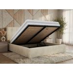 Łóżko tapicerowane TENARDO CLASSIC 160x200 - materac pocket - beżowy, welwet