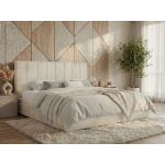 Łóżko tapicerowane TENARDO CLASSIC 180x200 - materac pocket - beżowy, welwet