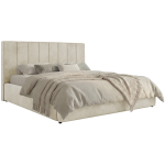 Łóżko tapicerowane TENARDO CLASSIC 200x200 - materac pocket - beżowy, welwet