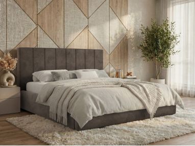 Łóżko tapicerowane TENARDO CLASSIC 200x200 - brązowy, welwet