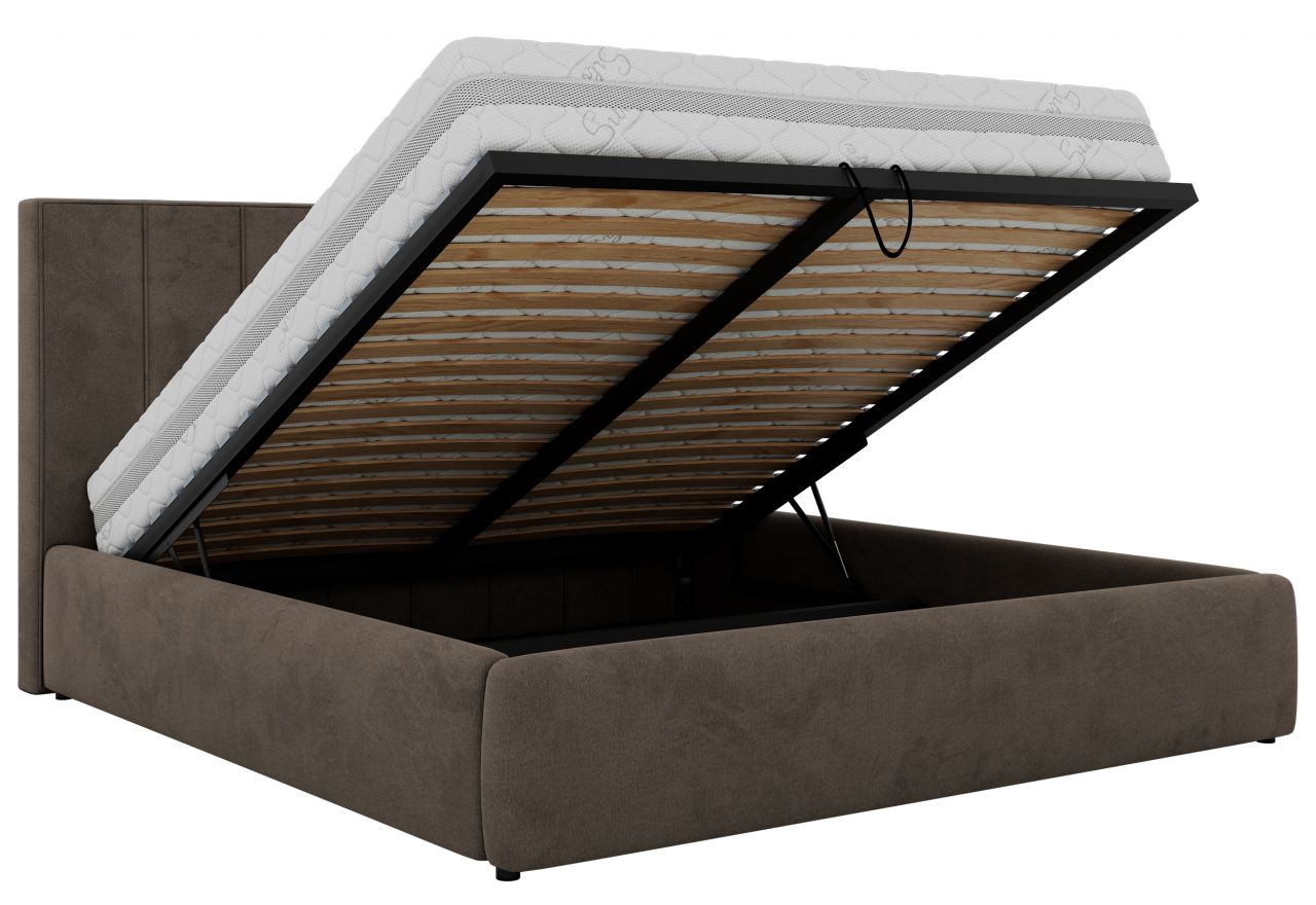 Łóżko tapicerowane TENARDO CLASSIC 200x200 - brązowy, welwet