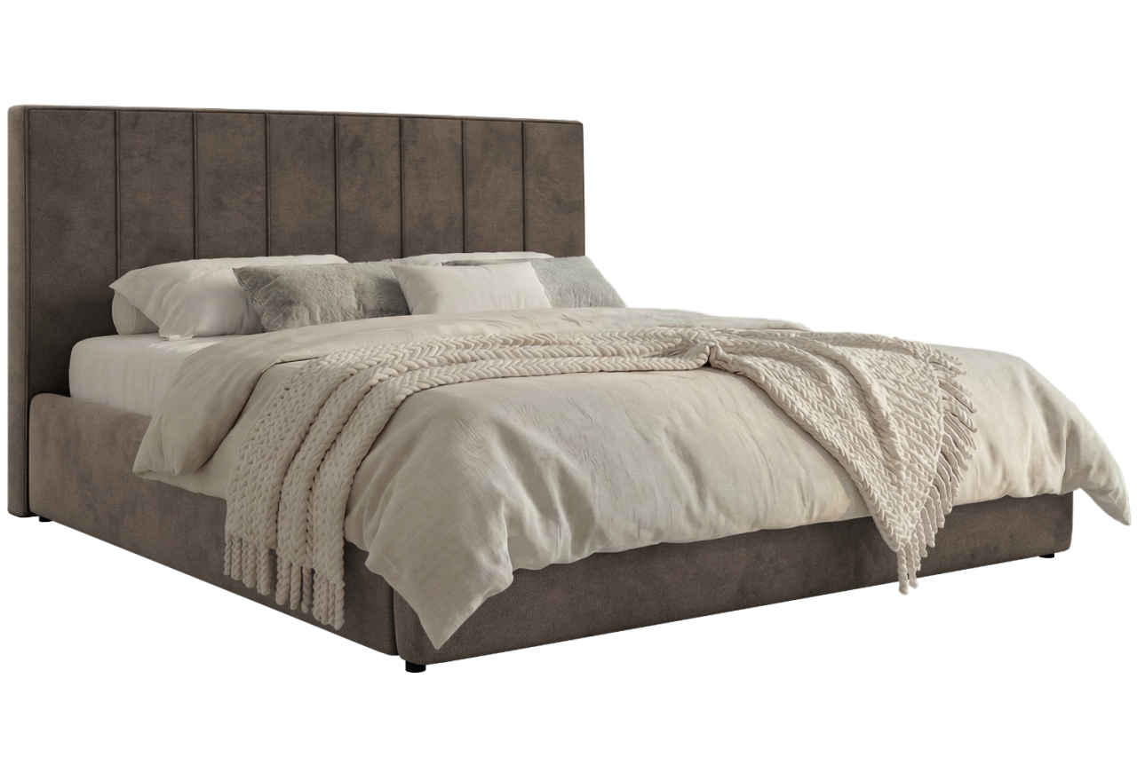 Łóżko tapicerowane TENARDO CLASSIC 140x200 - materac pocket - brązowy, welwet