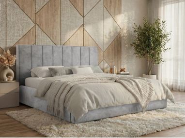 Łóżko tapicerowane TENARDO CLASSIC 200x200 - jasnoszary, welwet