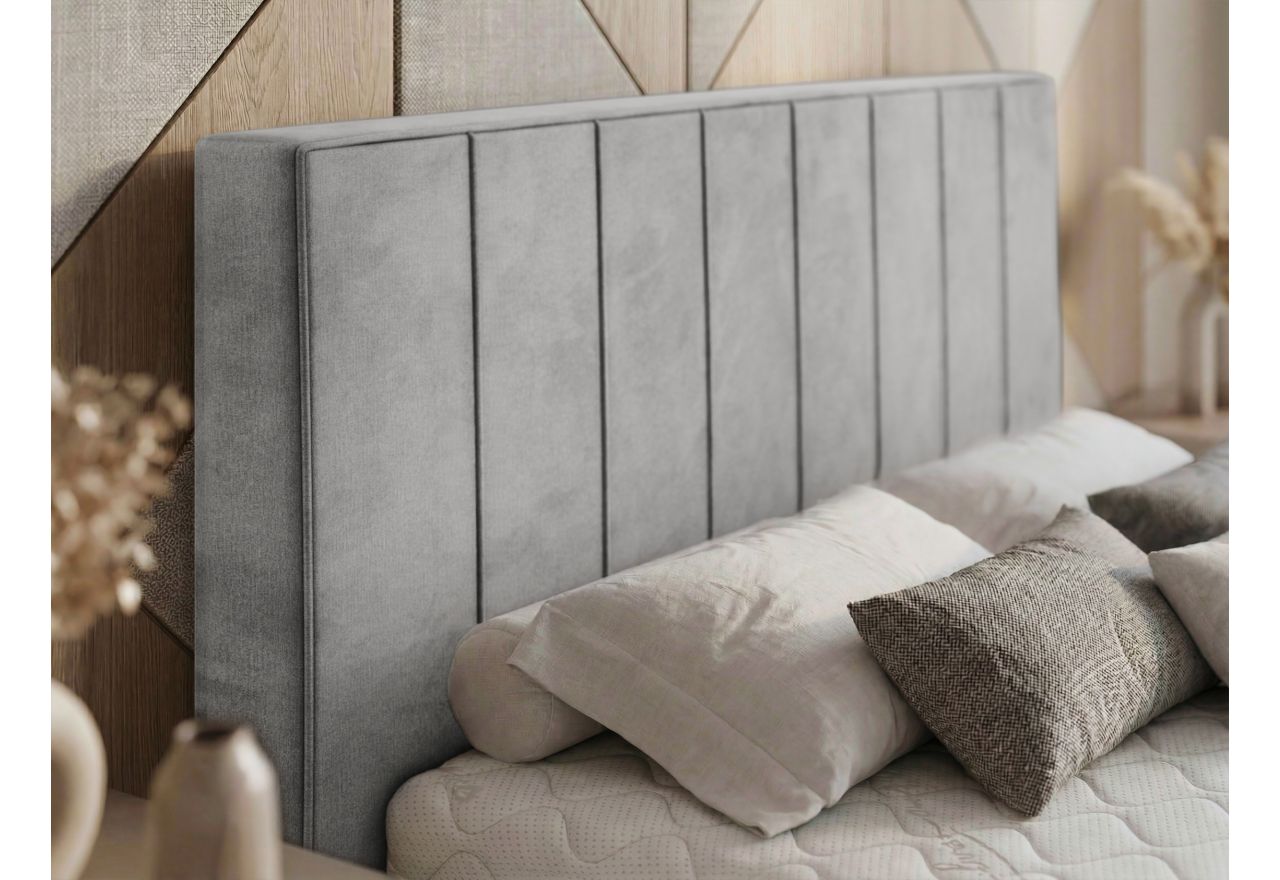 Łóżko tapicerowane TENARDO CLASSIC 140x200 - materac pocket - jasnoszary, welwet