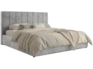 Łóżko tapicerowane TENARDO CLASSIC 180x200 - materac pocket - jasnoszary, welwet