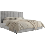 Łóżko tapicerowane TENARDO CLASSIC 180x200 - materac pocket - jasnoszary, welwet