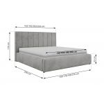Łóżko tapicerowane TENARDO CLASSIC 180x200 - materac pocket - jasnoszary, welwet