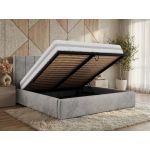 Łóżko tapicerowane TENARDO CLASSIC 180x200 - materac pocket - jasnoszary, welwet