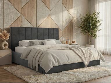 Łóżko tapicerowane TENARDO CLASSIC 200x200 - ciemnoszary, welwet