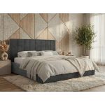 Łóżko tapicerowane TENARDO CLASSIC 140x200 - materac pocket - ciemnoszary, welwet