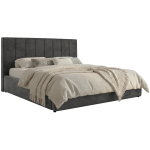 Łóżko tapicerowane TENARDO CLASSIC 200x200 - materac pocket - ciemnoszary, welwet