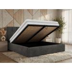 Łóżko tapicerowane TENARDO CLASSIC 200x200 - materac pocket - ciemnoszary, welwet