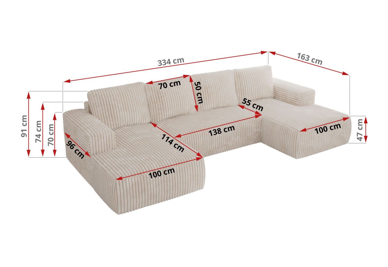 Narożnik TRENTINO U - Tilia 01 - beżowy - OUTLETU
