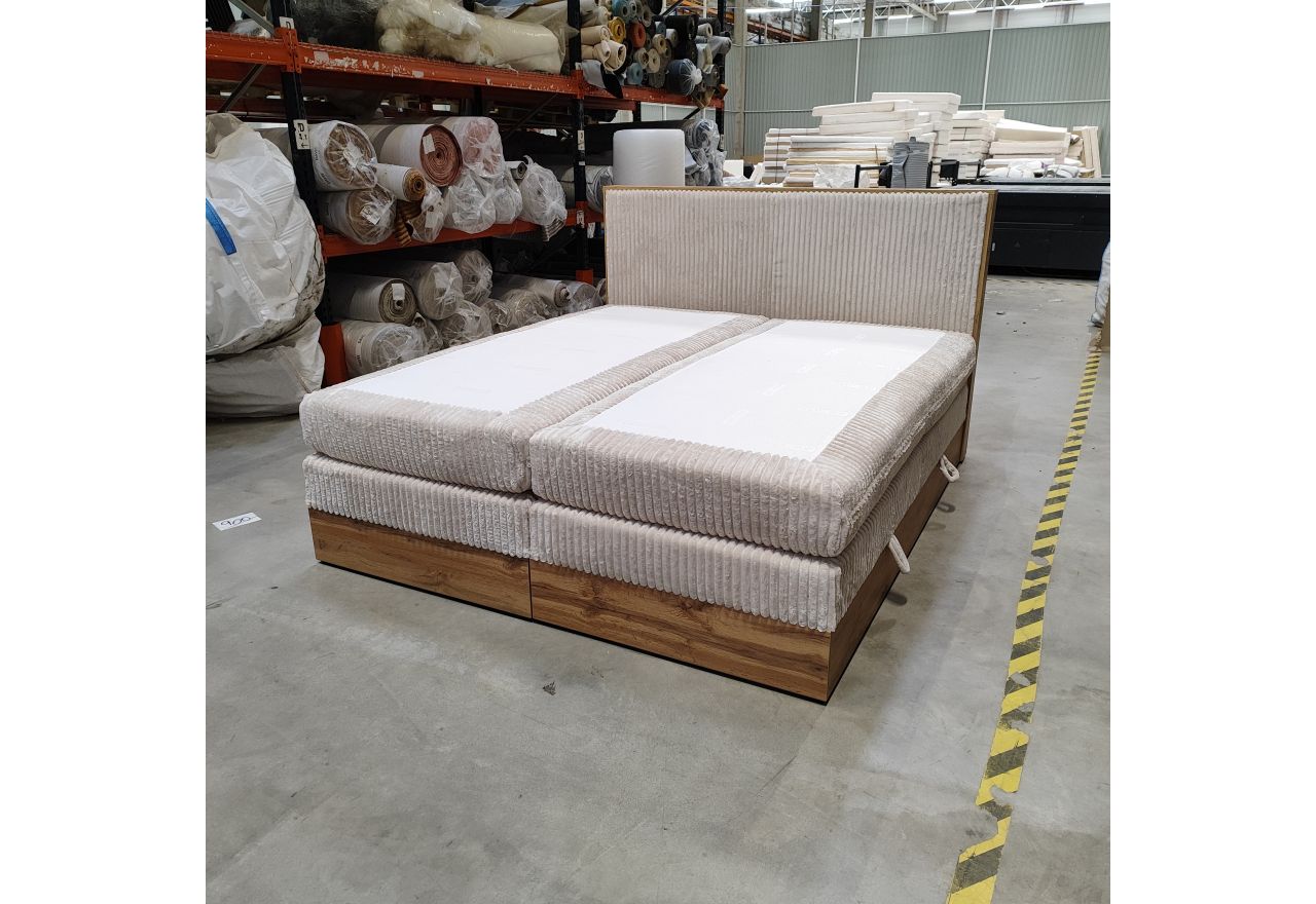 Łóżko kontynentalne WOOD CLASSIC KING 180x200 - Tilia 01 - beżowy - OUTLETU