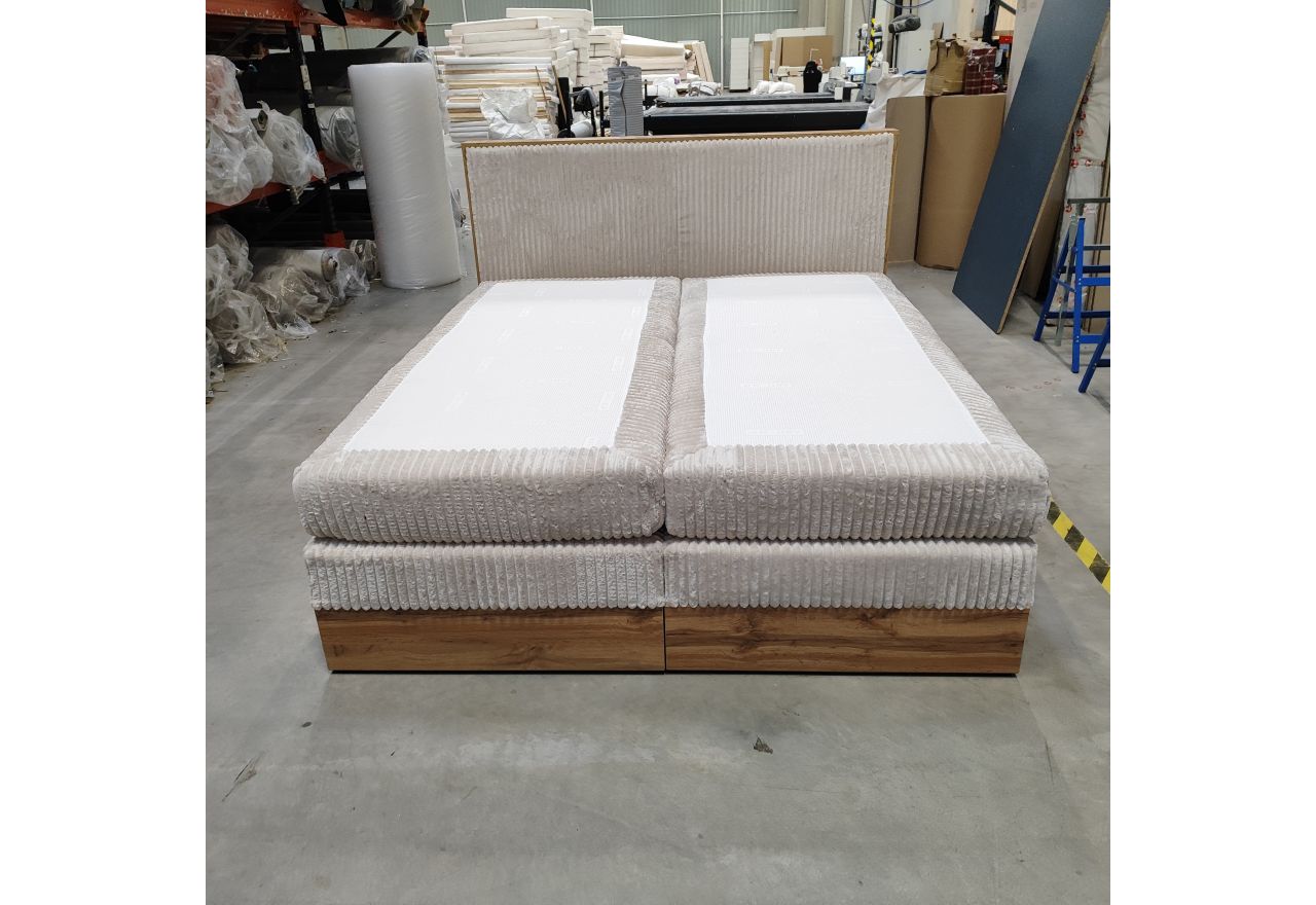 Łóżko kontynentalne WOOD CLASSIC KING 180x200 - Tilia 01 - beżowy - OUTLETU