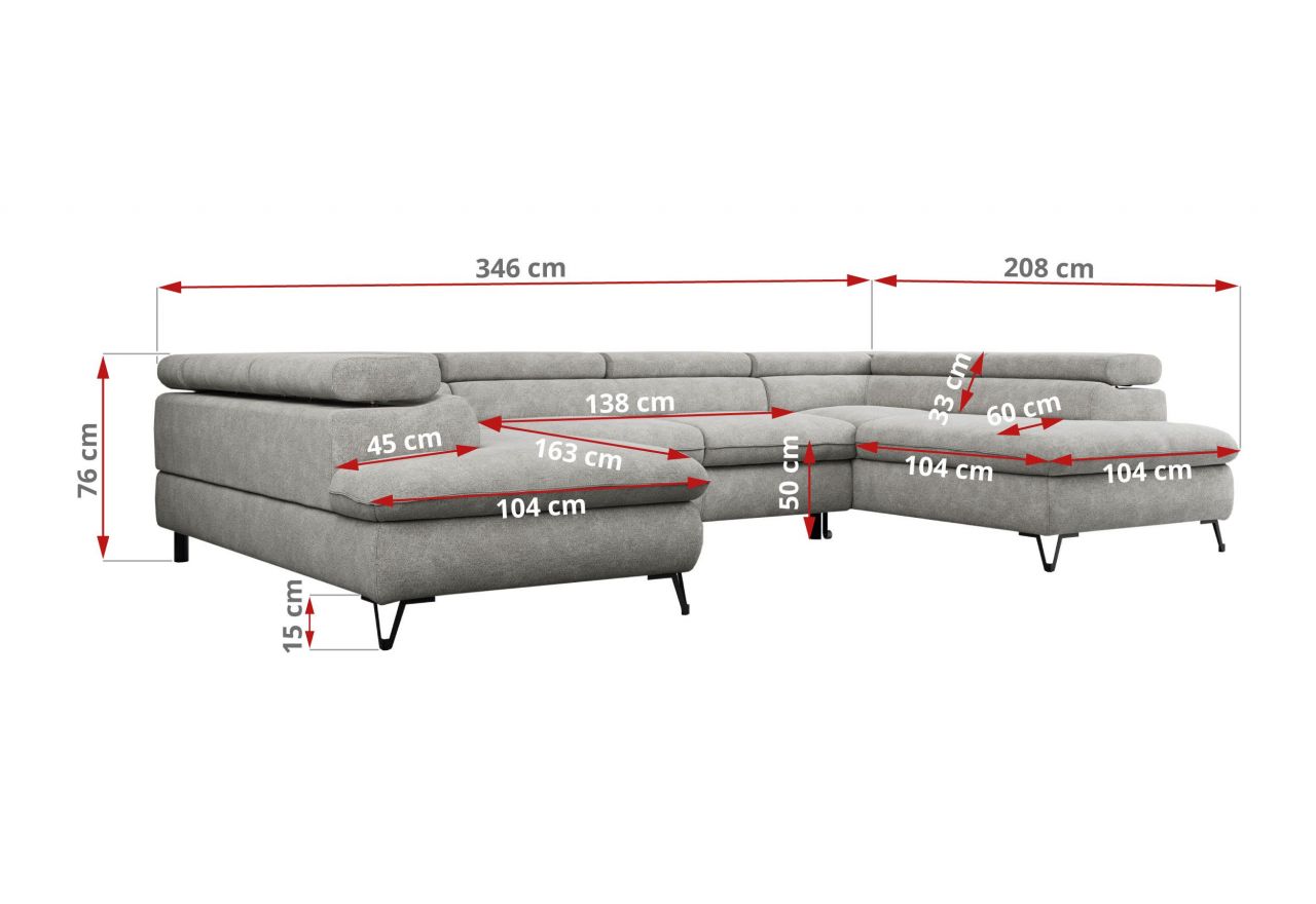 Narożnik PETER U - Matana 01 - jasny szary - OUTLET