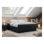 Łóżko kontynentalne bez wezgłowia BESS 200x200 - Soft 11 - czarna ekoskóra - OUTLET