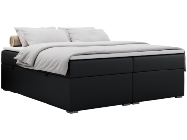 Łóżko kontynentalne bez wezgłowia BESS 200x200 - Soft 11 - czarna ekoskóra - OUTLET