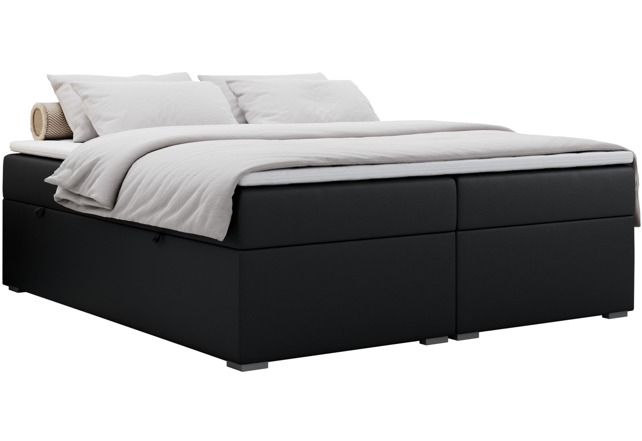 Łóżko kontynentalne bez wezgłowia BESS 200x200 - Soft 11 - czarna ekoskóra - OUTLET