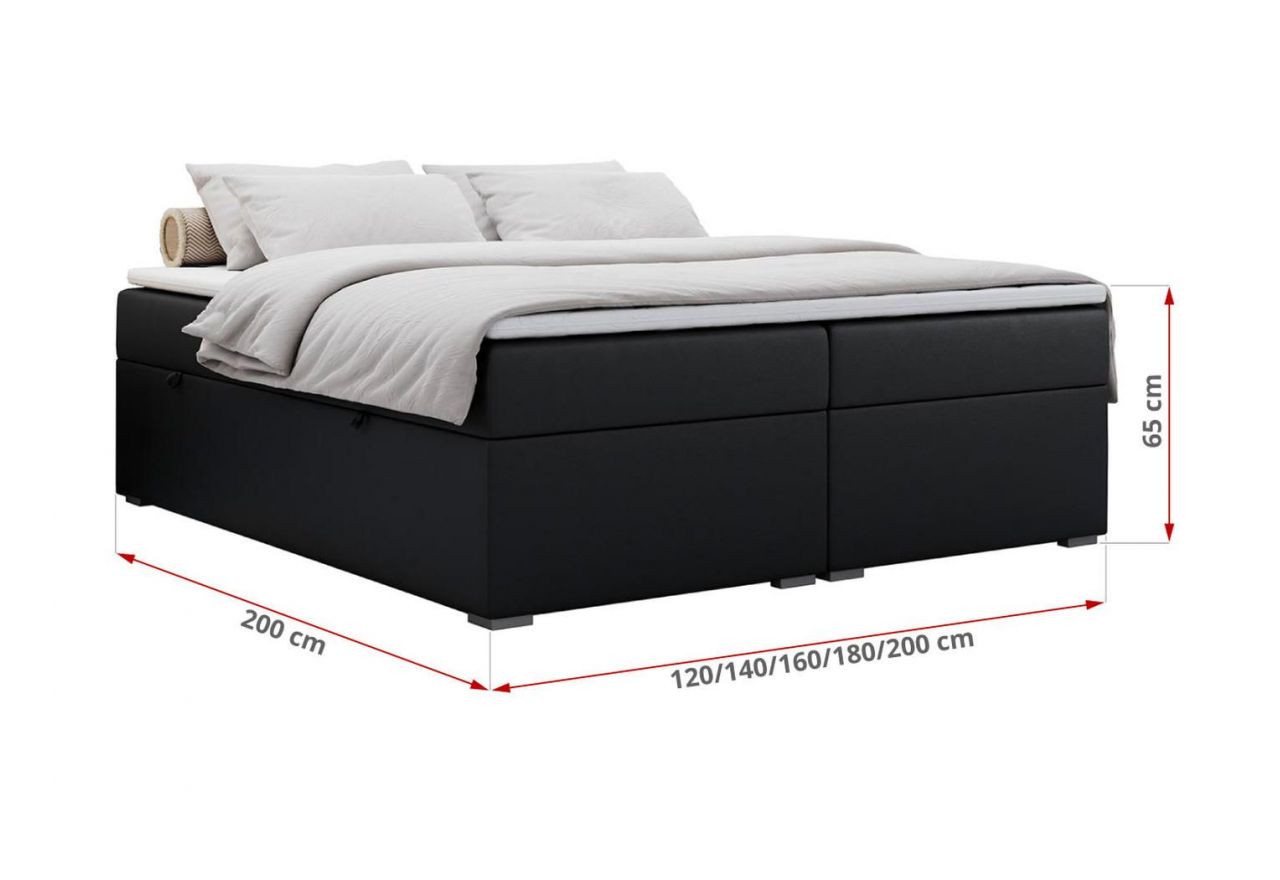 Łóżko kontynentalne bez wezgłowia BESS 200x200 - Soft 11 - czarna ekoskóra - OUTLET