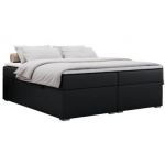 Łóżko kontynentalne bez wezgłowia BESS 200x200 - Soft 11 - czarna ekoskóra - OUTLET