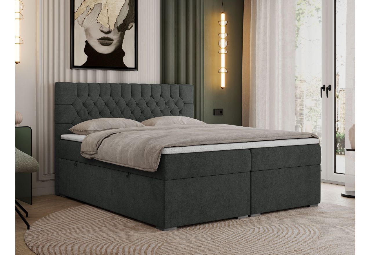 Łóżko kontynentalne PERA 180x200 - Matana 05 - ciemny szary - OUTLET